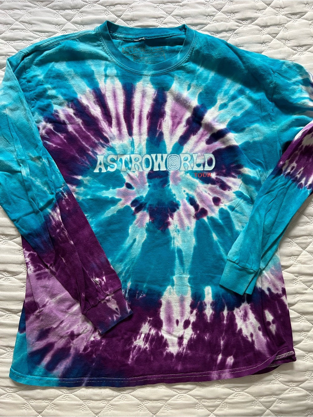 Astroworld Tie-Dye Long Sleeve Tee - Teal & Purple